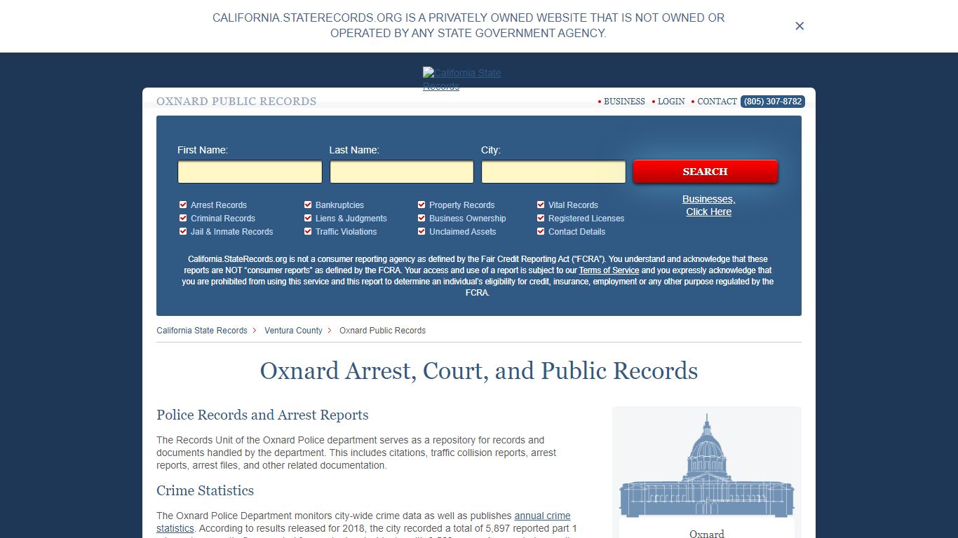 Oxnard Arrest and Public Records | California.StateRecords.org