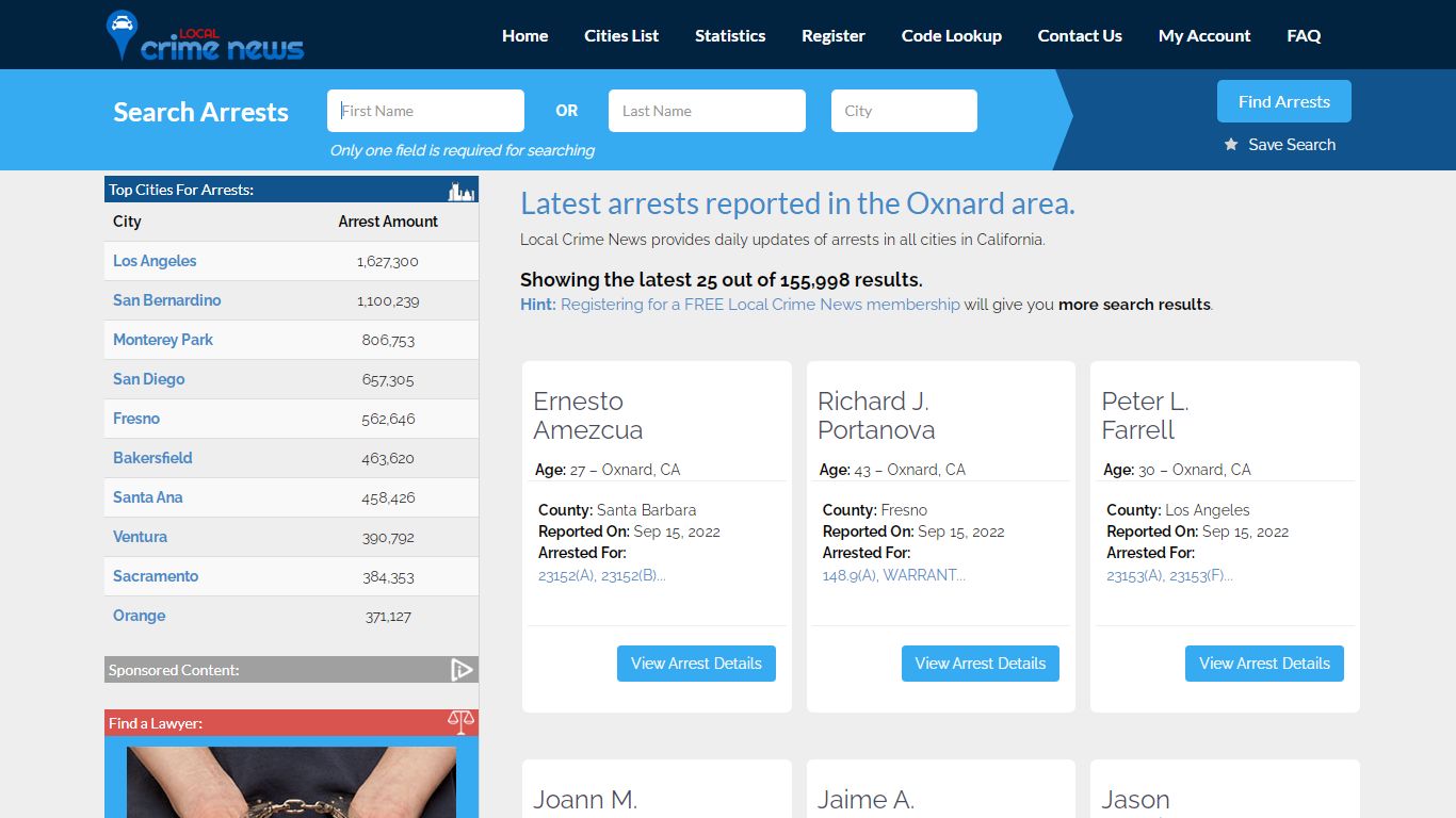 Oxnard California Arrest Records | Local Crime News