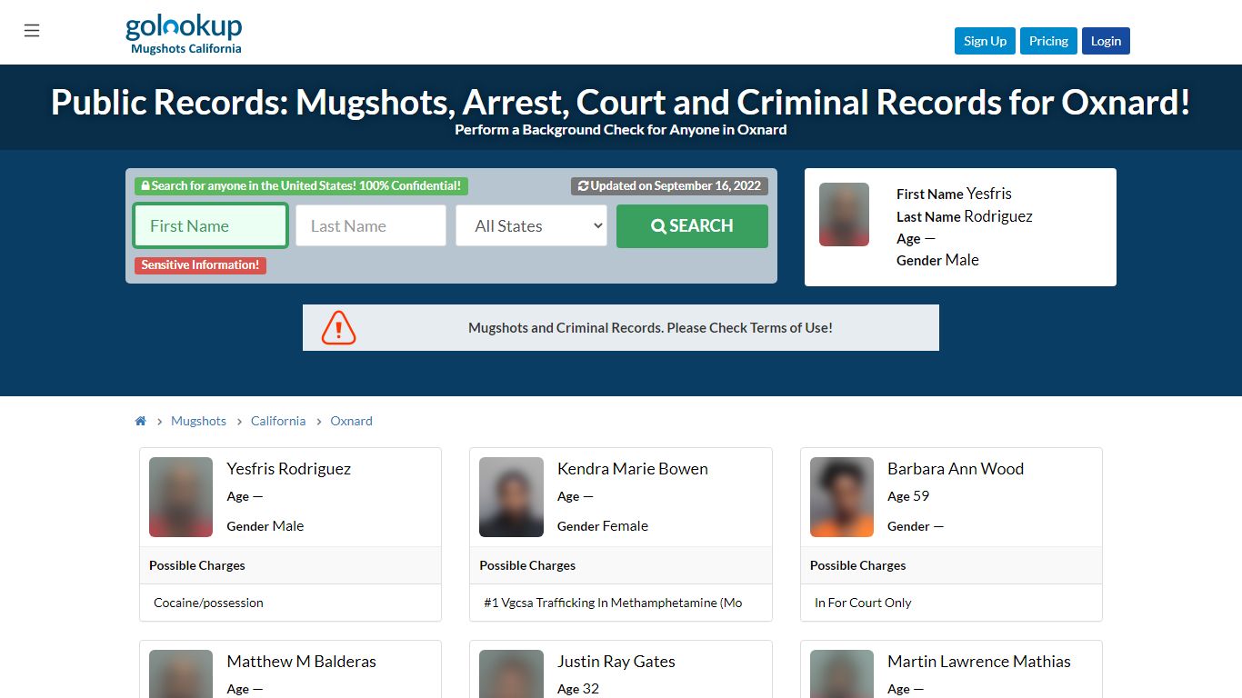 Mugshots Oxnard, Arrest Records Oxnard - GoLookUp